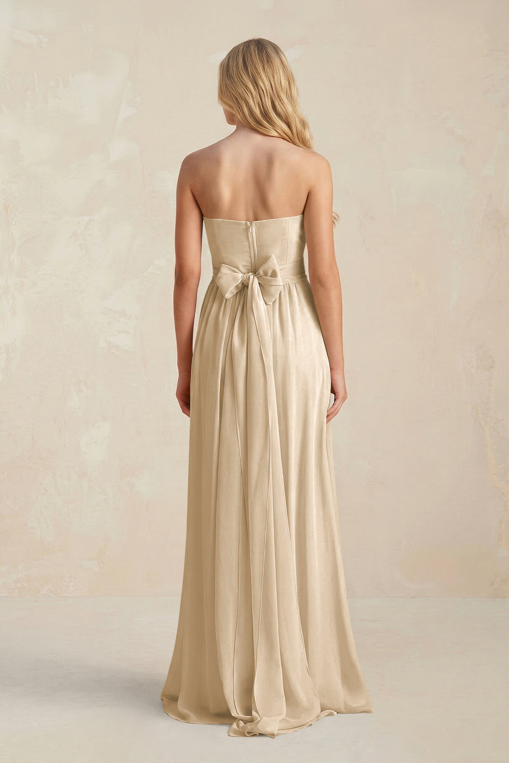 Sweetheart A-Line Pleated Chiffon Bridesmaid Dress With Slit in Champagne