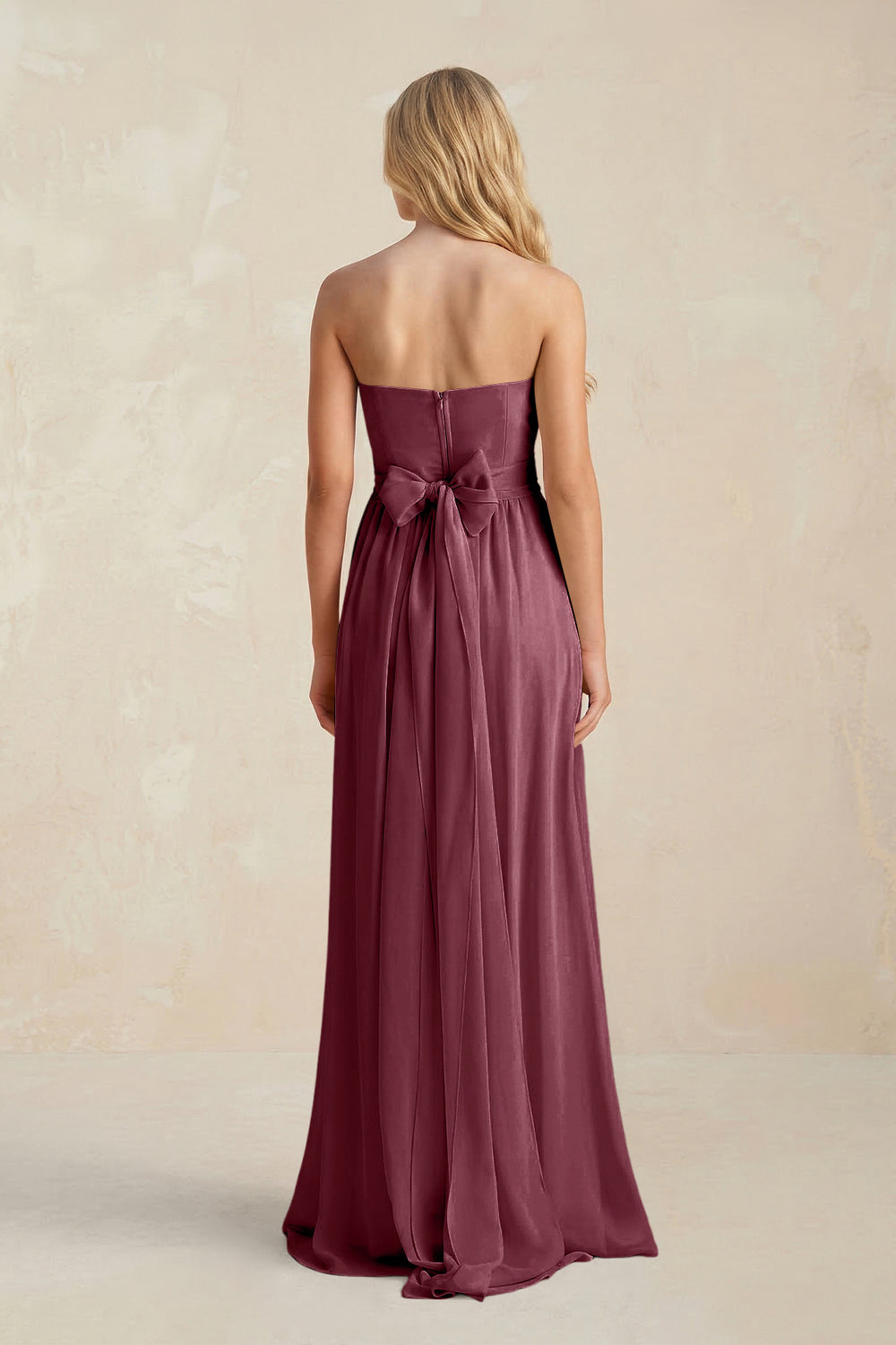 Sweetheart A-Line Pleated Chiffon Bridesmaid Dress With Slit in Desert Rose