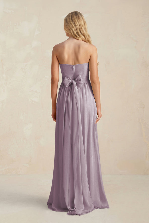 Sweetheart  A-Line Pleated Chiffon Bridesmaid Dress With Slit in Dusk (2) | KISSBRIDAL