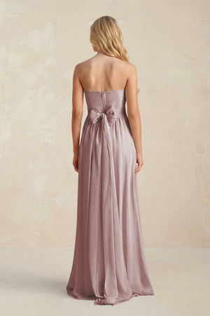 Sweetheart A-Line Pleated Chiffon Bridesmaid Dress With Slit in Dusty Rose (2) | KISSBRIDAL