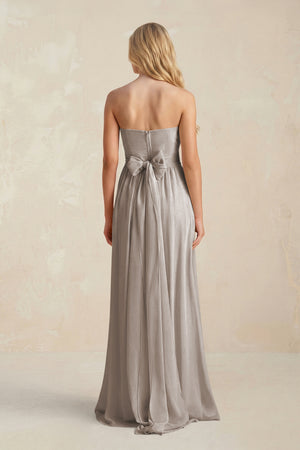 Sweetheart A-Line Pleated Chiffon Bridesmaid Dress With Slit in Frost (2) | KISSBRIDAL
