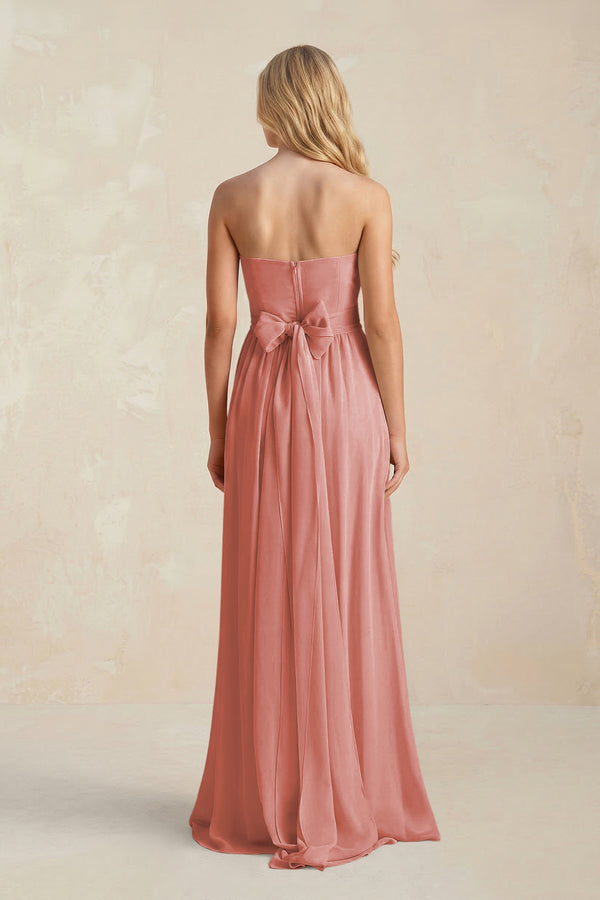 Sweetheart A-Line Pleated Chiffon Bridesmaid Dress With Slit in Mulberry (2) | KISSBRIDAL