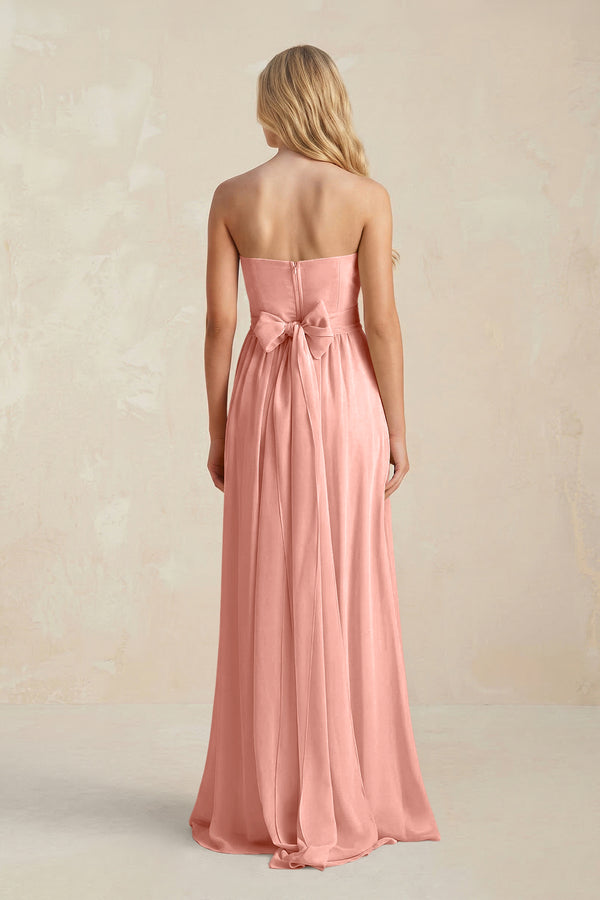 Sweetheart A-Line Pleated Chiffon Bridesmaid Dress With Slit in Rosette (2) | KISSBRIDAL