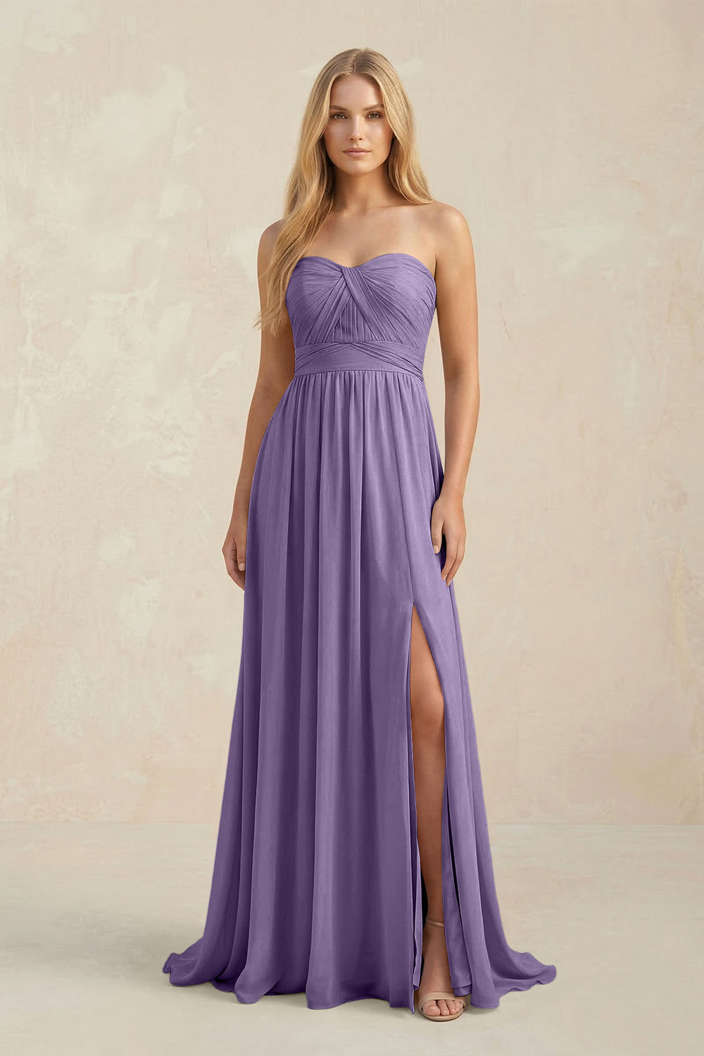 Sweetheart A-Line Pleated Chiffon Bridesmaid Dress With Slit in Tahiti