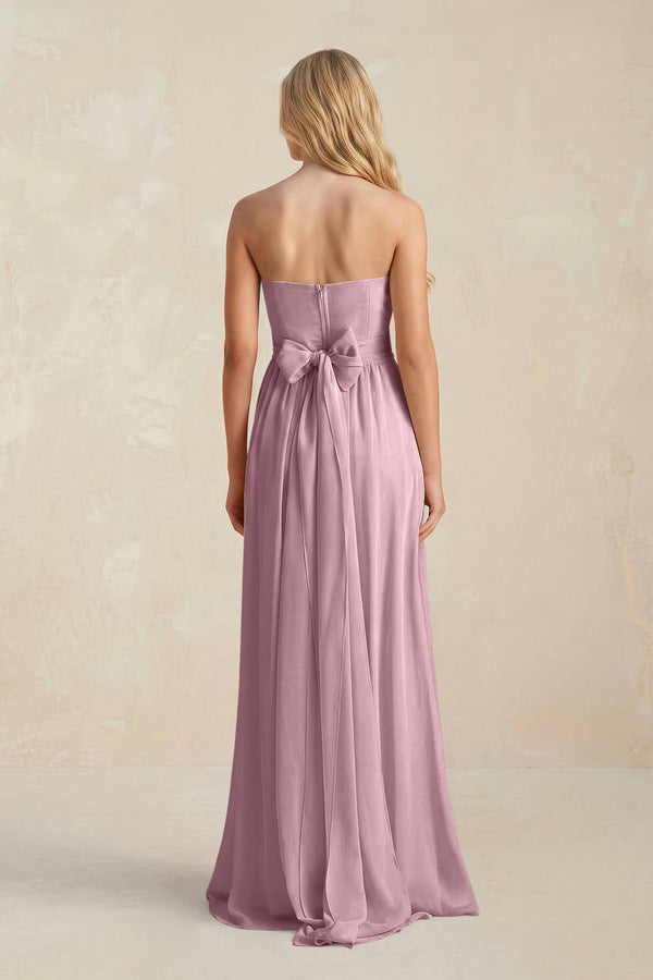 Sweetheart A-Line Pleated Chiffon Bridesmaid Dress With Slit in Vintage Mauve (2) | KISSBRIDAL