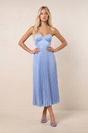 Sweetheart A-Line Satin Pleated Midi Dress in Sky Blue– SHE IS ME Dresses