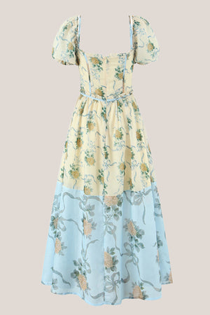 Sweetheart A-Line Vintage Rose Printed Cotton Mini Dress in Yellow– SHE IS ME Dresses