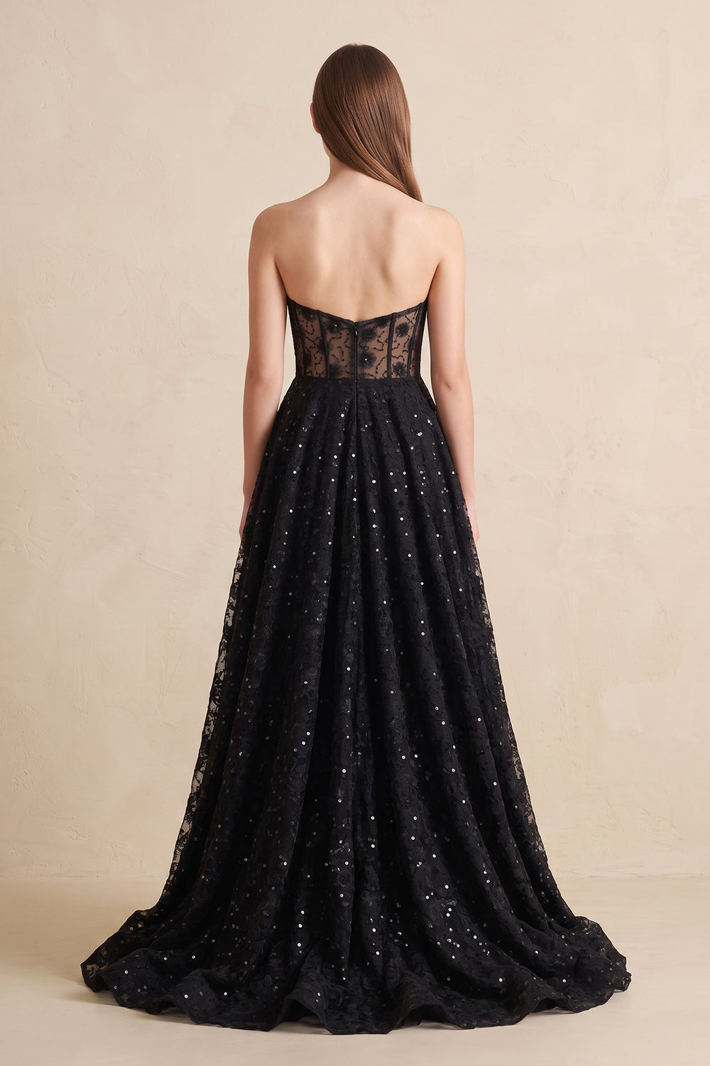 Sweetheart Appliqued Corset Lace Ball Gown Wedding Dress in Black