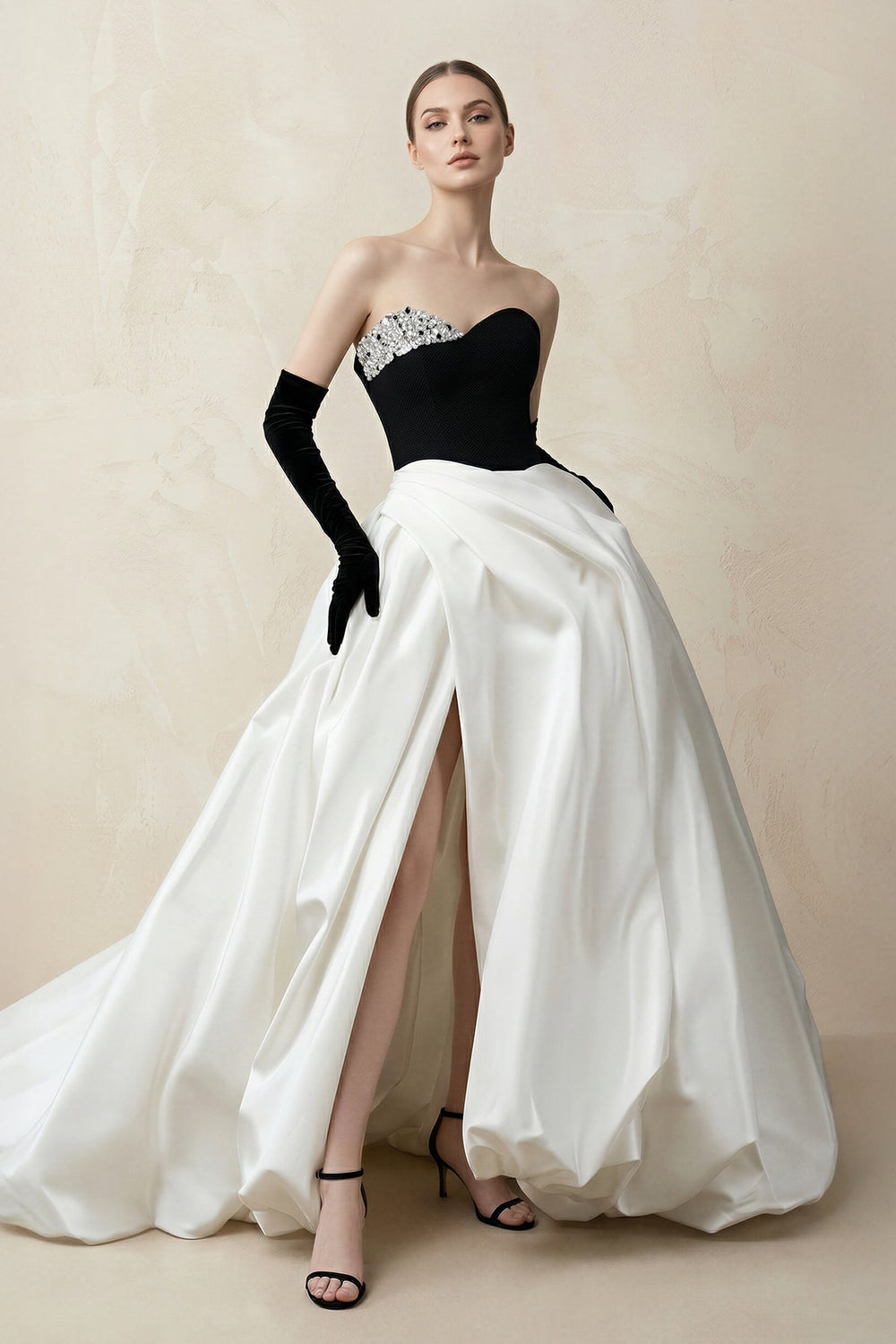 black white silver wedding dresses Scoop Neckline Silver and Black Wedding Gowns -