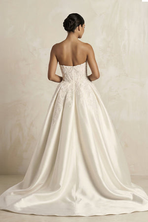 Sweetheart Beaded Satin Ball Gown Wedding Dress in Ivory - SHE IS ME Wedding Dresses