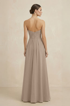 Sweetheart Chiffon A-Line Bridesmaid Dress with Slit in Almond (2) | KISSBRIDAL
