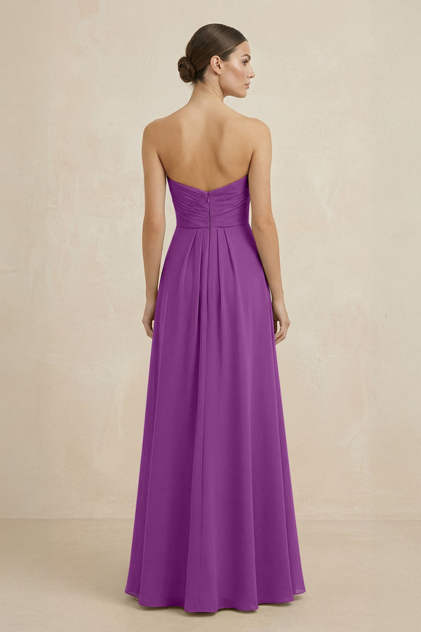 Sweetheart Chiffon A - Line Bridesmaid Dress with Slit in Amethyst - SHE IS ME Bridesmaid Dresses