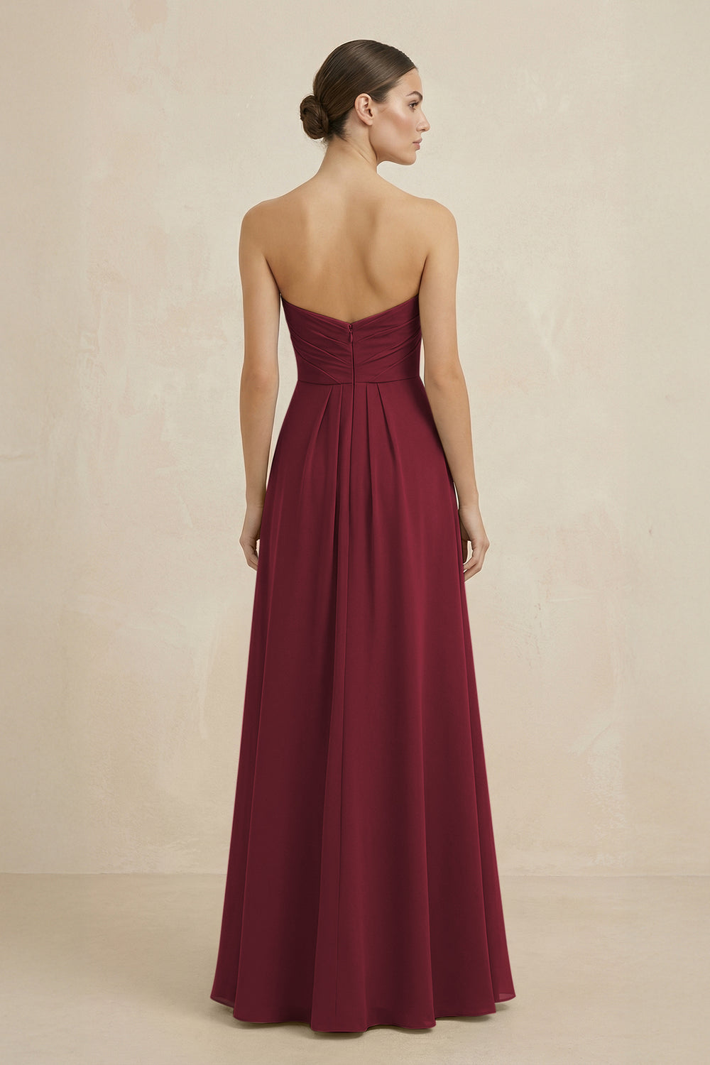 Sweetheart Chiffon A-Line Bridesmaid Dress with Slit in Berry