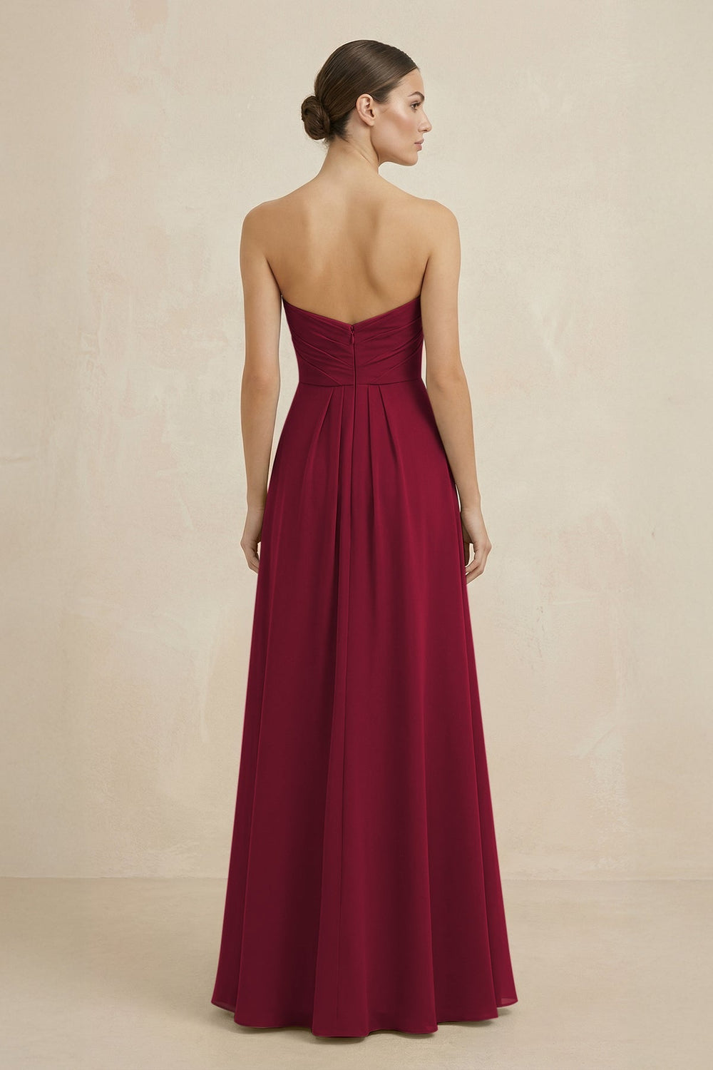 Sweetheart Chiffon A - Line Bridesmaid Dress with Slit in Berry - KISS BRIDAL Bridesmaid Dresses