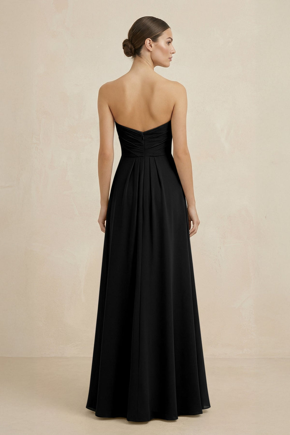 Sweetheart Chiffon A - Line Bridesmaid Dress with Slit in Black - KISS BRIDAL Bridesmaid Dresses
