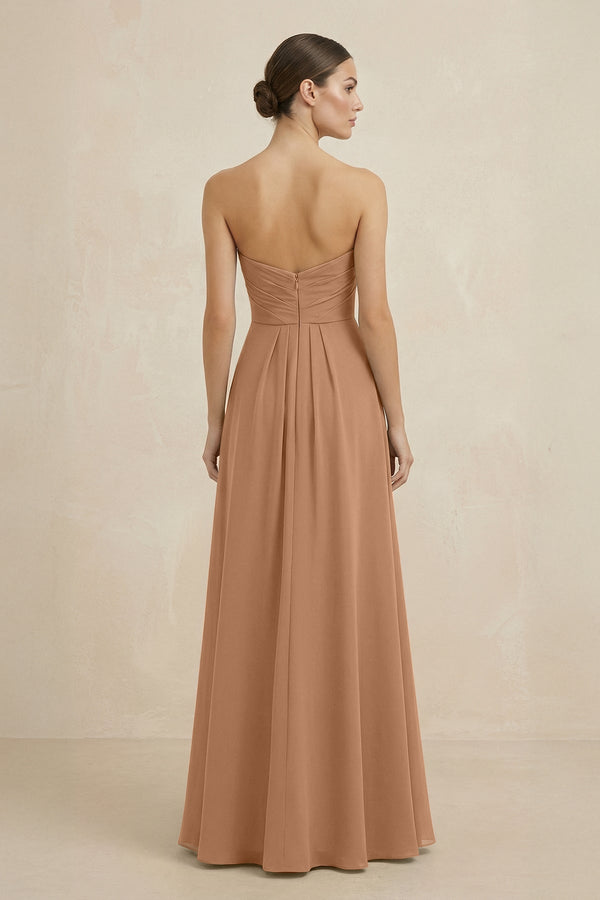 Sweetheart Chiffon A - Line Bridesmaid Dress with Slit in Bronzer - SHE IS ME Bridesmaid Dresses