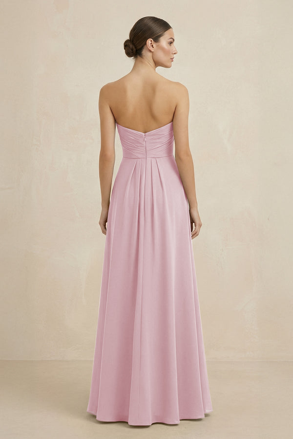 Sweetheart Chiffon A - Line Bridesmaid Dress with Slit in Candy Pink - SHE IS ME Bridesmaid Dresses