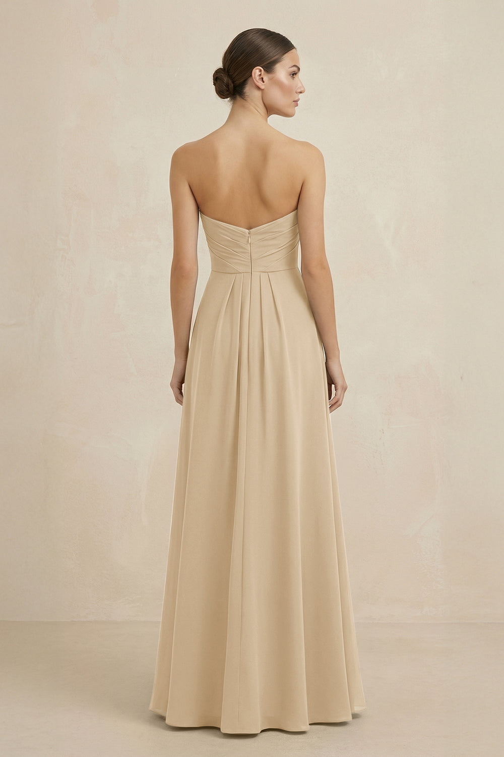 Sweetheart Chiffon A-Line Bridesmaid Dress with Slit in Champagne