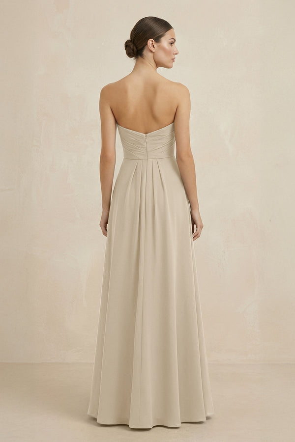 Sweetheart Chiffon A - Line Bridesmaid Dress with Slit in Champagne - SHE IS ME Bridesmaid Dresses
