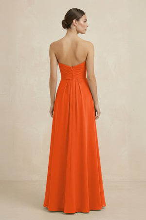 Sweetheart Chiffon A-Line Bridesmaid Dress with Slit in Cinnamon (2) | KISSBRIDAL