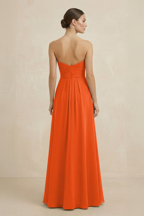 Sweetheart Chiffon A-Line Bridesmaid Dress with Slit in Cinnamon (2) | KISSBRIDAL