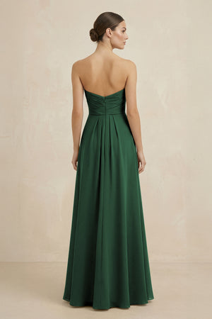 Sweetheart Chiffon A-Line Bridesmaid Dress with Slit in Dark Green (2) | KISSBRIDAL