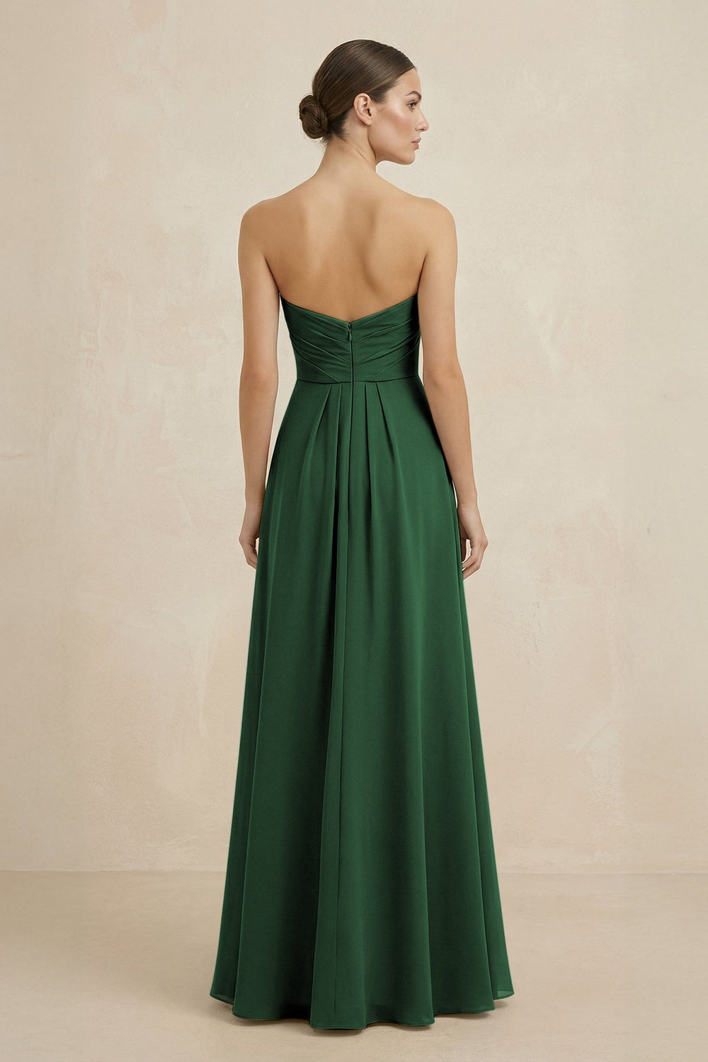 Sweetheart Chiffon A - Line Bridesmaid Dress with Slit in Dark Green - KISS BRIDAL Bridesmaid Dresses