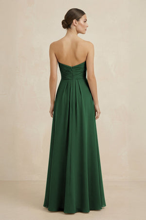 Sweetheart Chiffon A - Line Bridesmaid Dress with Slit in Dark Green - SHE IS ME Bridesmaid Dresses