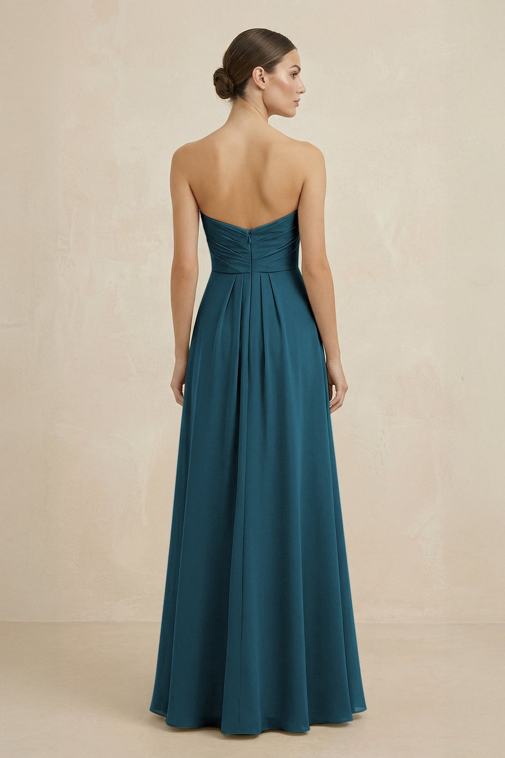 Sweetheart Chiffon A - Line Bridesmaid Dress with Slit in Dark Teal - KISS BRIDAL Bridesmaid Dresses