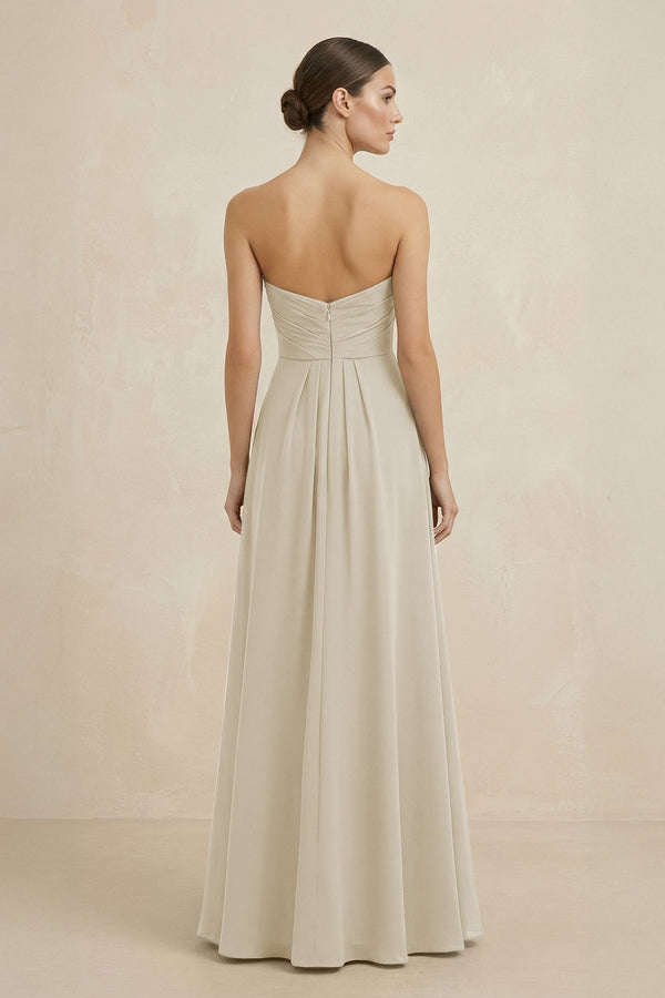 Sweetheart Chiffon A - Line Bridesmaid Dress with Slit in Dove Gray - SHE IS ME Bridesmaid Dresses