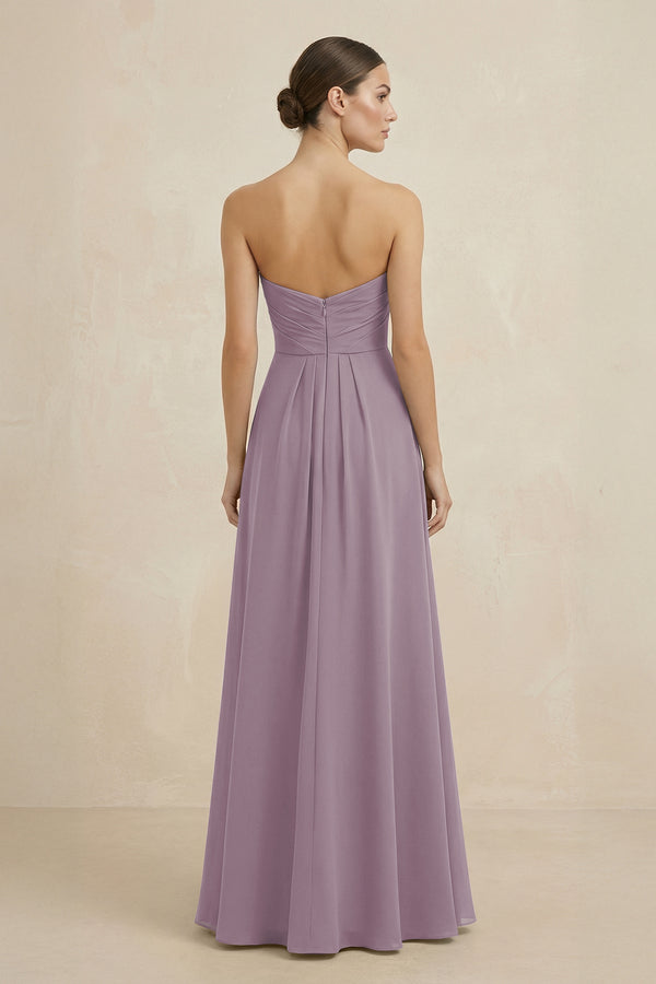 Sweetheart Chiffon A-Line Bridesmaid Dress with Slit in Dusk (2) | KISSBRIDAL