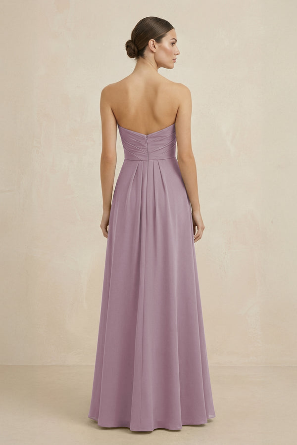 Sweetheart Chiffon A - Line Bridesmaid Dress with Slit in Dusk - SHE IS ME Bridesmaid Dresses