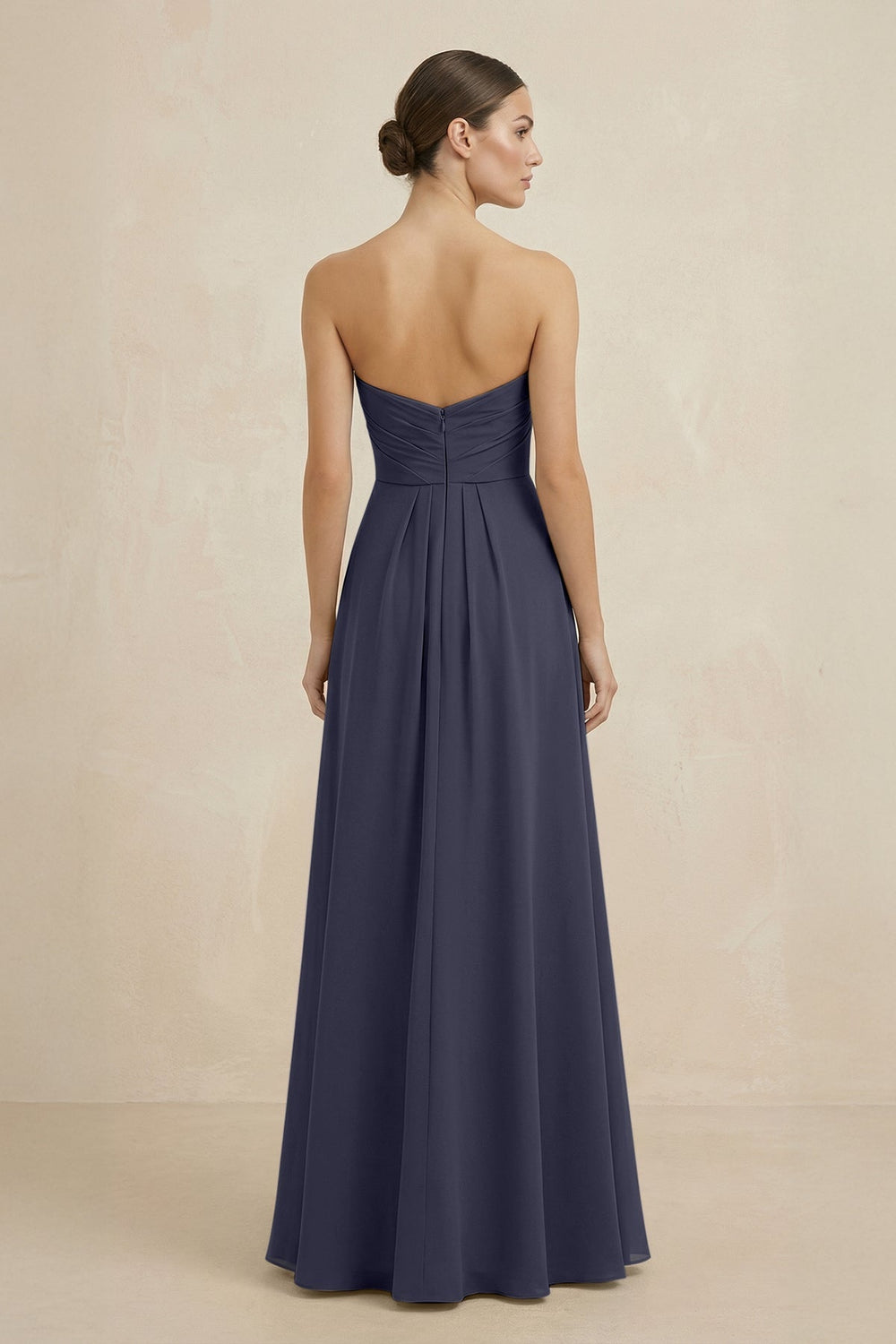 Sweetheart Chiffon A - Line Bridesmaid Dress with Slit in Dusk Blue - KISS BRIDAL Bridesmaid Dresses