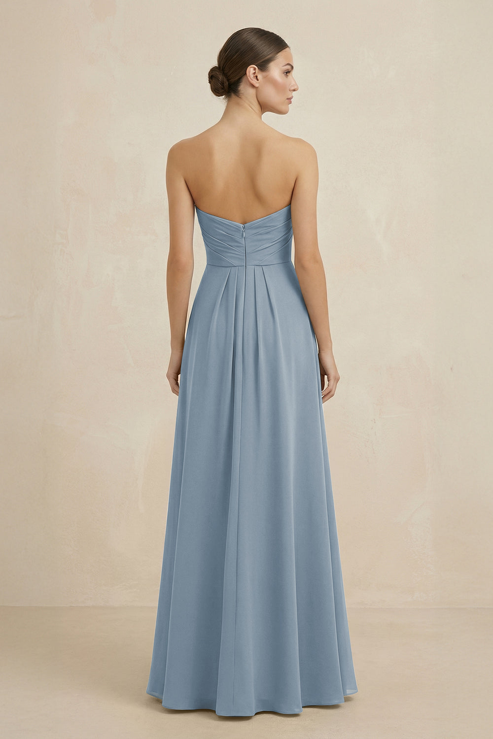 Sweetheart Chiffon A-Line Bridesmaid Dress with Slit in Dusty Blue