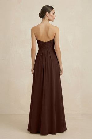 Sweetheart Chiffon A - Line Bridesmaid Dress with Slit in Espresso - SHE IS ME Bridesmaid Dresses