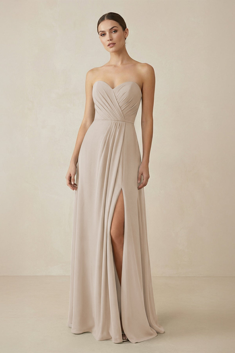 Sweetheart Chiffon A - Line Bridesmaid Dress with Slit in Frost - KISS BRIDAL Bridesmaid Dresses