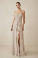 Sweetheart Chiffon A - Line Bridesmaid Dress with Slit in Frost - SHE IS ME Bridesmaid Dresses