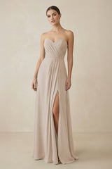 Sweetheart Chiffon A - Line Bridesmaid Dress with Slit in Frost - KISS BRIDAL Bridesmaid Dresses
