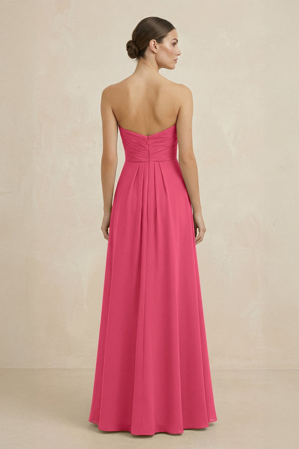 Sweetheart Chiffon A - Line Bridesmaid Dress with Slit in Fuchsia - SHE IS ME Bridesmaid Dresses