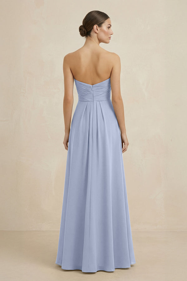Sweetheart Chiffon A-Line Bridesmaid Dress with Slit in Ice (2) | KISSBRIDAL