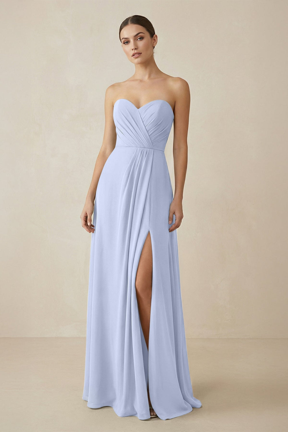 Sweetheart Chiffon A - Line Bridesmaid Dress with Slit in Ice - KISS BRIDAL Bridesmaid Dresses