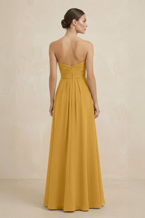 Sweetheart Chiffon A - Line Bridesmaid Dress with Slit in Marigold - SHE IS ME Bridesmaid Dresses