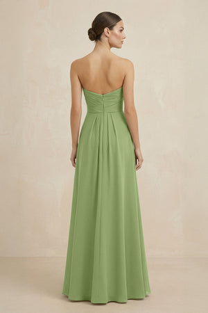 Sweetheart Chiffon A - Line Bridesmaid Dress with Slit in Matcha - SHE IS ME Bridesmaid Dresses