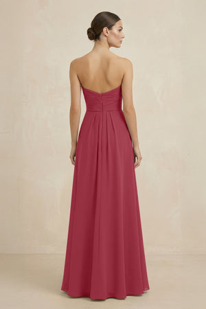 Sweetheart Chiffon A-Line Bridesmaid Dress with Slit in Merlot (2) | KISSBRIDAL