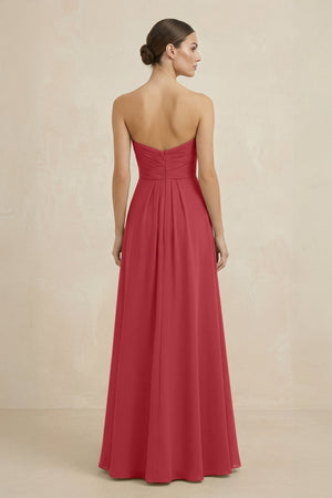 Sweetheart Chiffon A - Line Bridesmaid Dress with Slit in Merlot - SHE IS ME Bridesmaid Dresses