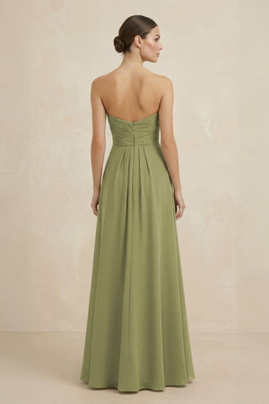 Sweetheart Chiffon A - Line Bridesmaid Dress with Slit in Moss Green - SHE IS ME Bridesmaid Dresses