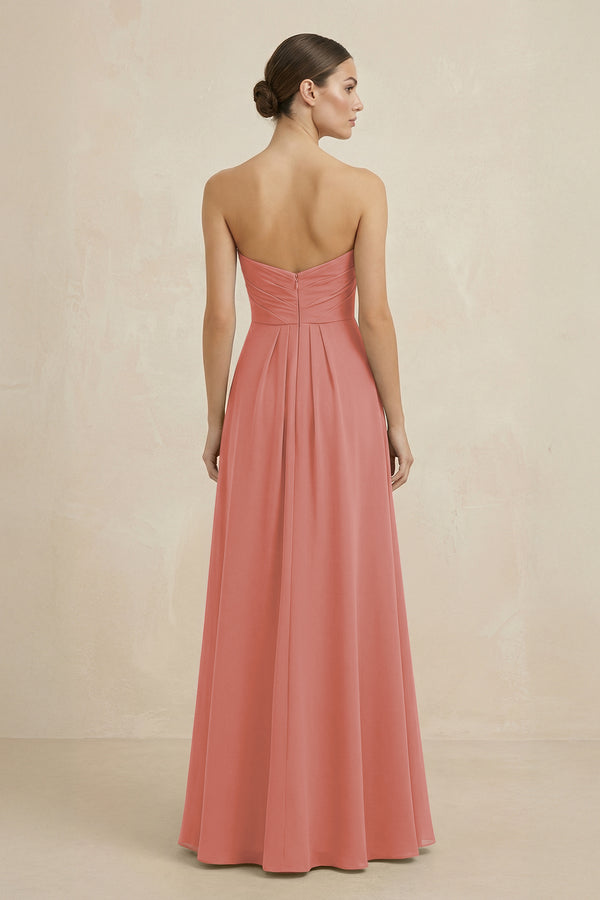 Sweetheart Chiffon A-Line Bridesmaid Dress with Slit in Mulberry (2) | KISSBRIDAL