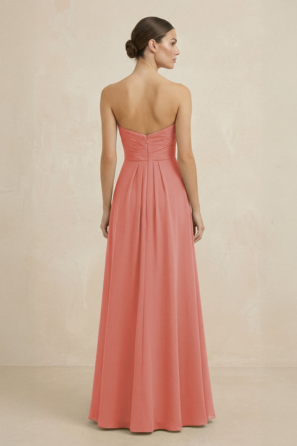 Sweetheart Chiffon A - Line Bridesmaid Dress with Slit in Mulberry - SHE IS ME Bridesmaid Dresses