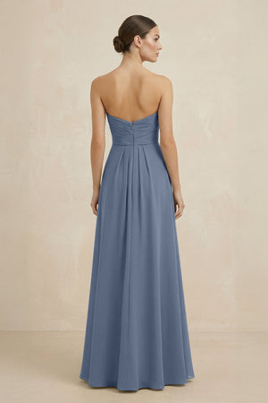 Sweetheart Chiffon A - Line Bridesmaid Dress with Slit in Neptune - SHE IS ME Bridesmaid Dresses
