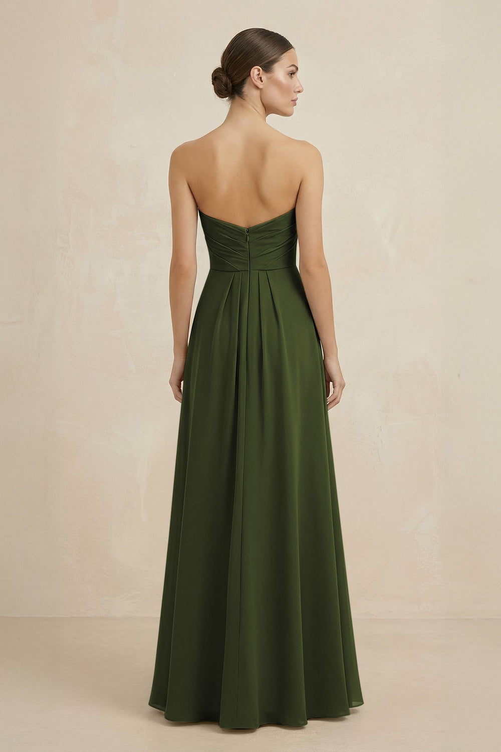 Sweetheart Chiffon A - Line Bridesmaid Dress with Slit in Olive - KISS BRIDAL Bridesmaid Dresses